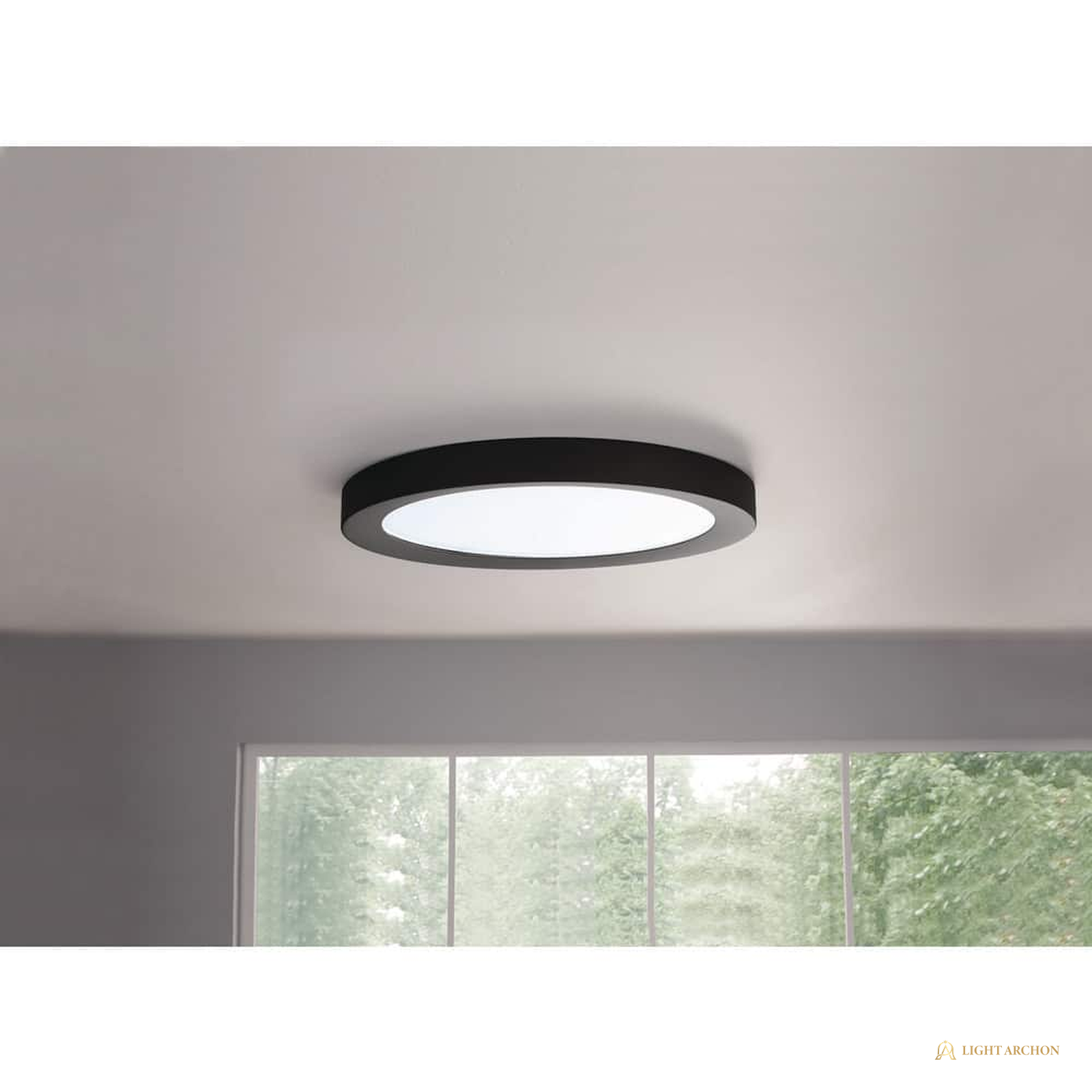Light Archon Orbis 15 in. Selectable CCT LED Flush Mount, Matte Black - installed view