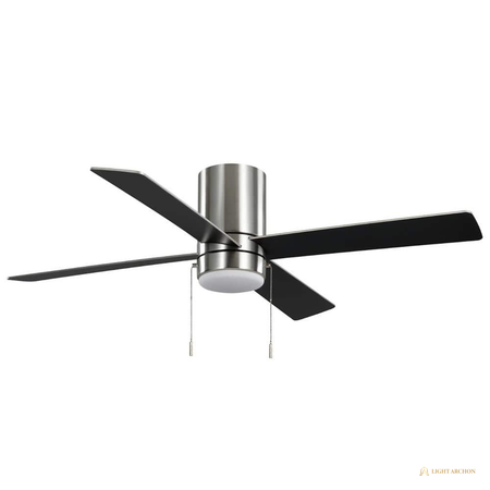 Light Archon Vesper 52 in. Low-Profile LED Ceiling Fan, Brushed Nickel - installed view