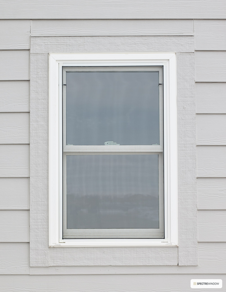 Spectre Window 35.5 in. x 59.5 in. Vinyl Double Hung Window with Low-E Argon Glass and Full Screen - installed view