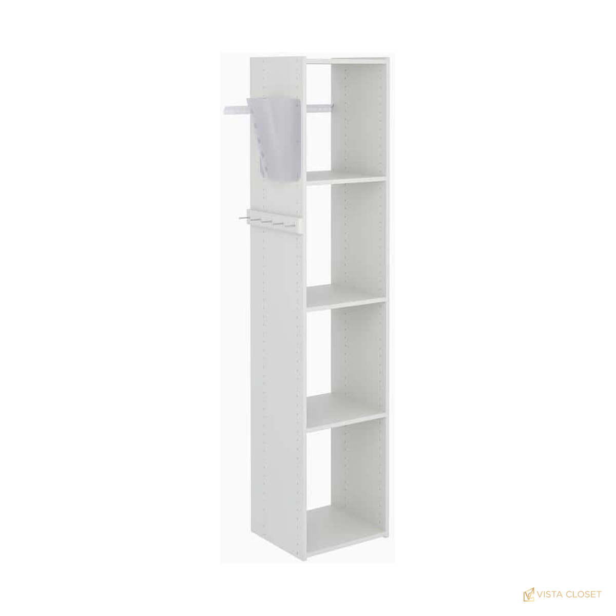 Vista Closet 25 in. W Classic White Wood Closet Tower with 3 Drawers - installed view
