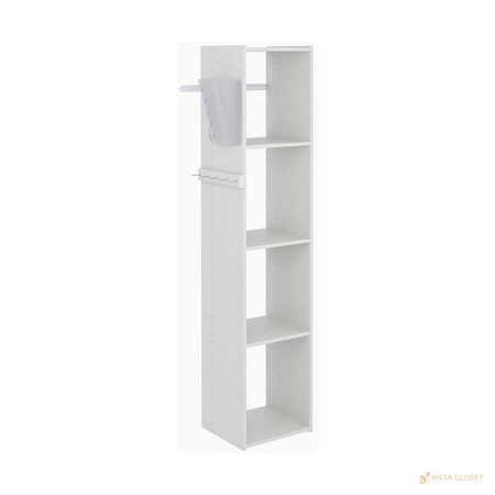 Vista Closet 25 in. W Classic White Wood Closet Tower with 3 Drawers - installed view