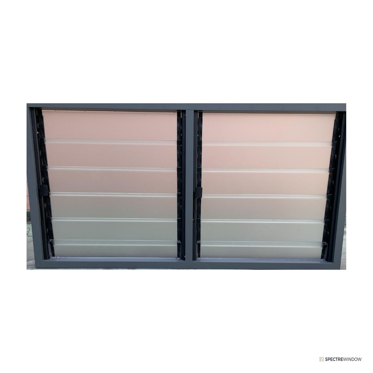 Spectre Window 76 Series Glass Louver Window with Frosted Blades - installed view
