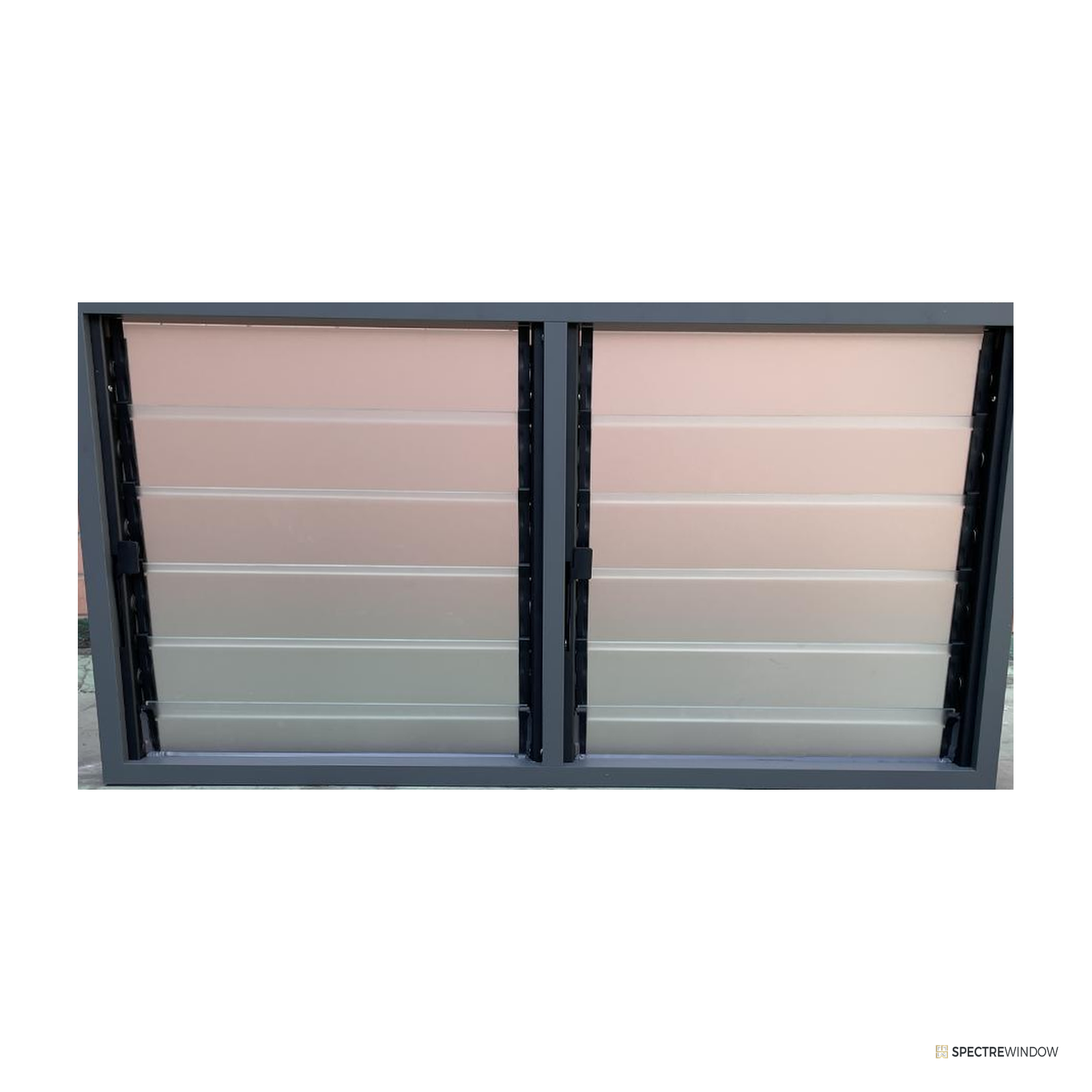 Spectre Window 76 Series Glass Louver Window with Frosted Blades - installed view