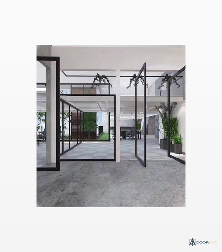 Door Axis 100 Series Aluminum Pivot Entry Door, Full Lite Glass - installed view