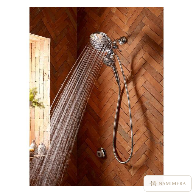 Namimera Dual Shower Head with 6.75 in. Rain Head and Magnetic Dock Handheld, 1.75 GPM, Chrome - detail view