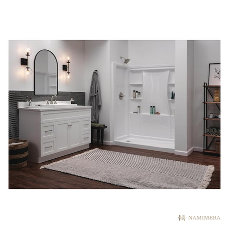 Namimera 60 in. L x 32 in. W Alcove Shower Base with Low Threshold, White - detail view