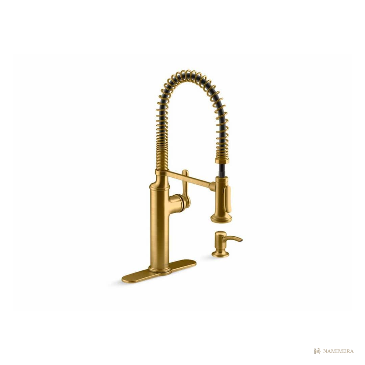Namimera Semi-Professional Spring-Spout Pull-Down Kitchen Faucet, 1.5 GPM, Stainless - bb finish