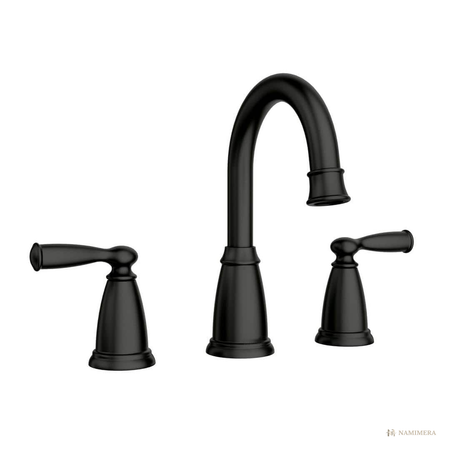Namimera 8 in. Widespread Double-Handle High-Arc Bathroom Faucet with Drain, 1.2 GPM, Brushed Nickel - mb finish