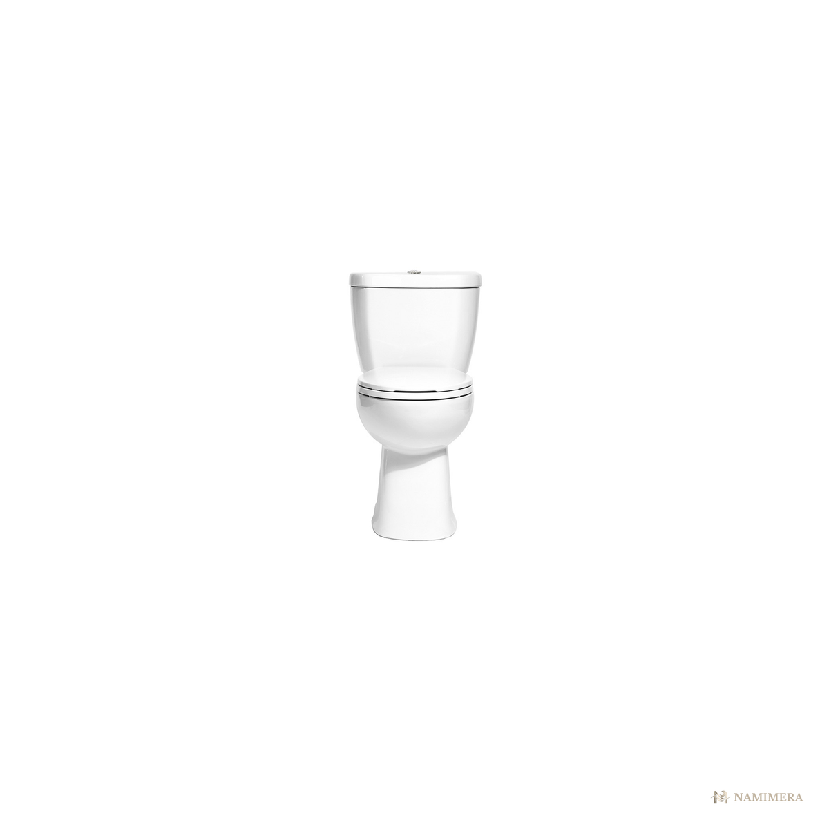 Namimera Rear-Outlet Two-Piece Elongated Toilet, 0.95 GPF Vacuum-Assist, White - product view
