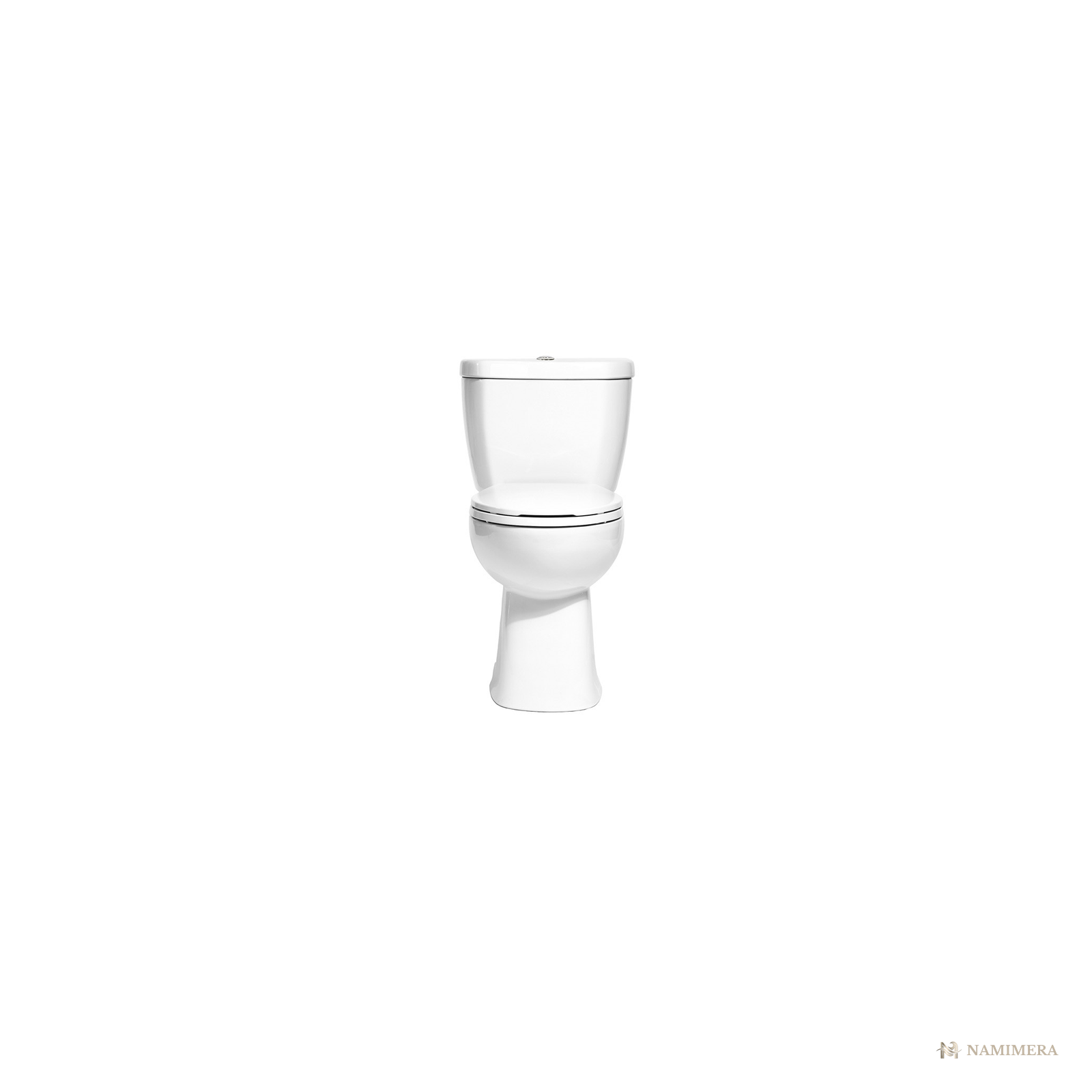 Namimera Rear-Outlet Two-Piece Elongated Toilet, 0.95 GPF Vacuum-Assist, White - product view