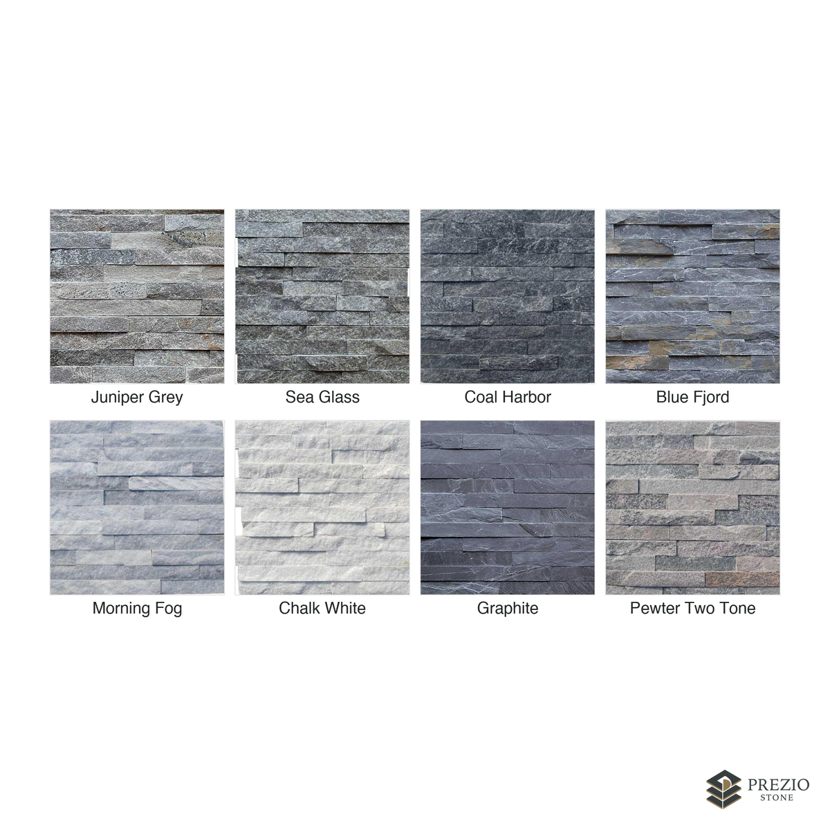 Prezio Stone Tidewater Ledger Stone Panel, Cement Backed - finish and colorway swatches