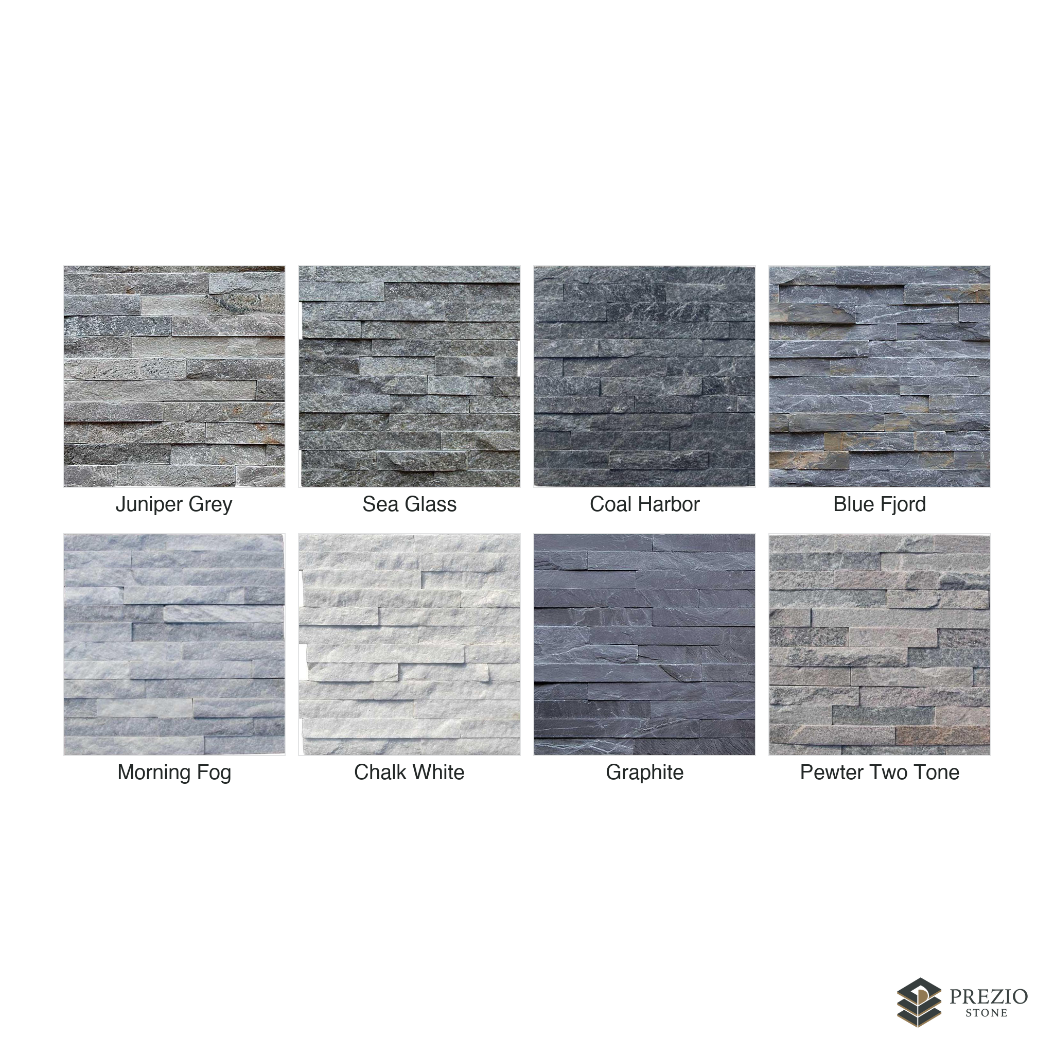 Prezio Stone Tidewater Ledger Stone Panel, Cement Backed - finish and colorway swatches