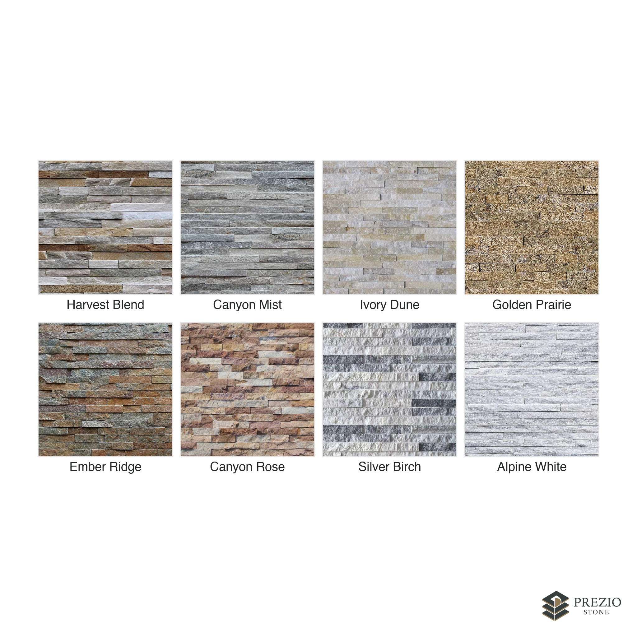Prezio Stone Sierra Ridge Quartzite Ledger Stone Panel - finish and colorway swatches