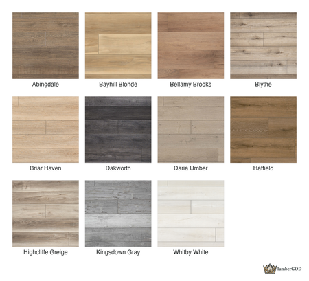 Lumber God 20 Mil Commercial Rigid Core Luxury Vinyl Plank, 7x48 - finish options overview