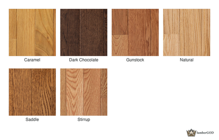 Lumber God Solid Red Oak Strip Flooring, 3/4 in, Prefinished - finish options overview