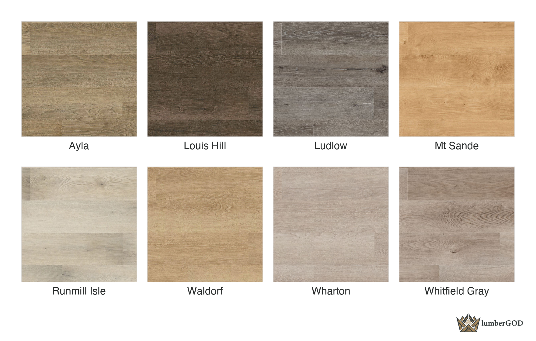 Lumber God 12 Mil Glue Down Luxury Vinyl Plank, 7x48 - finish options overview