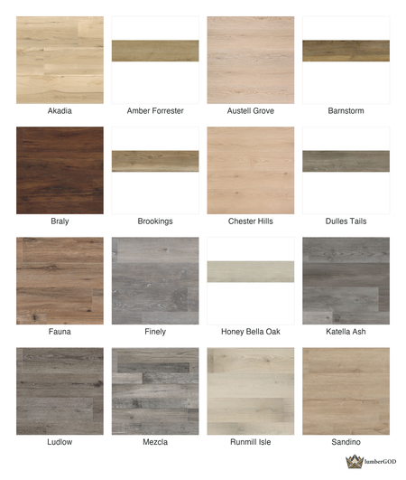 Lumber God 20 Mil Rigid Core Luxury Vinyl Plank, 7x48, Waterproof - finish options overview