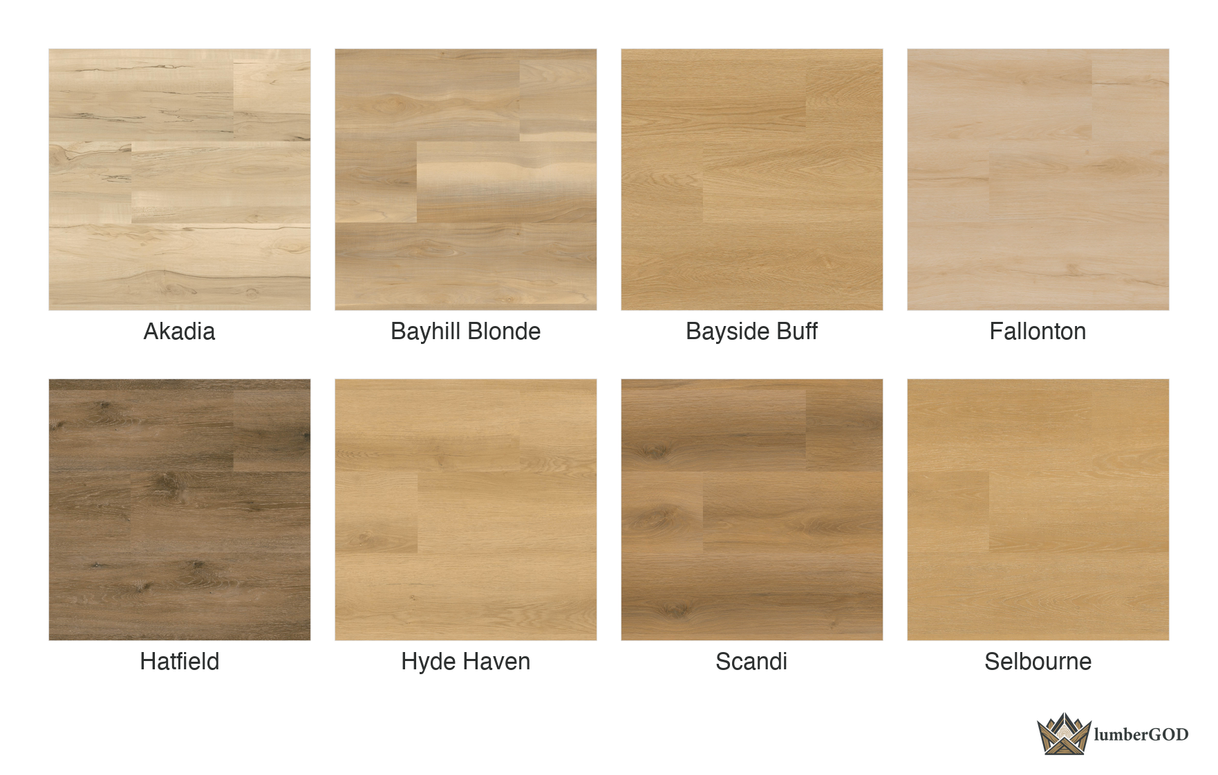 Lumber God 22 Mil Commercial Glue Down Luxury Vinyl Plank, 9x48 - finish options overview