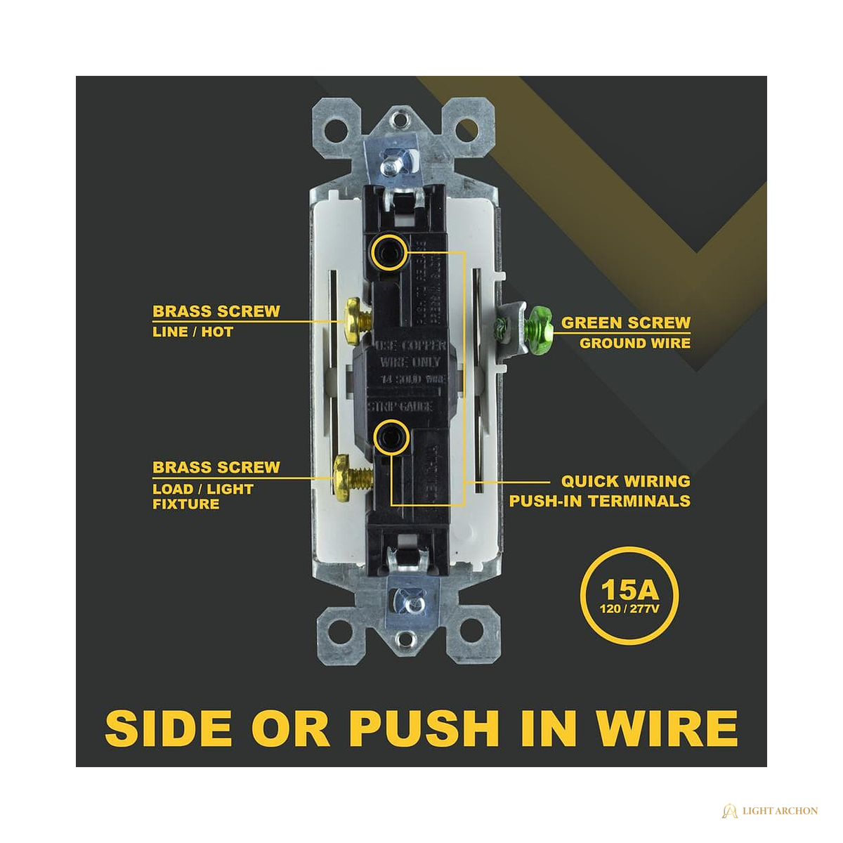 Light Archon Cadence 15A Rocker Wall Switch 20-Pack - angle view