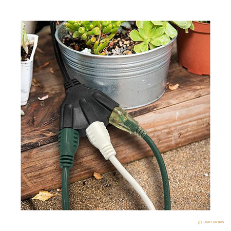 Light Archon Tether 16/3 Indoor/Outdoor Extension Cord with Triple-Tap End, Black - angle view
