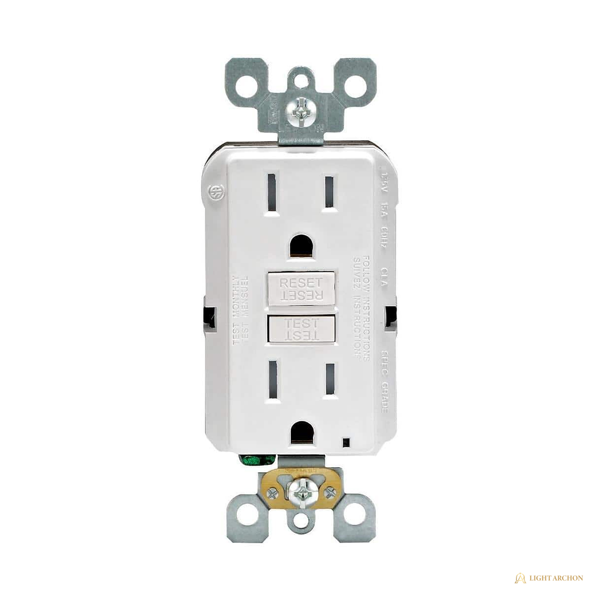 Light Archon Sentinel 15A Self-Test GFCI Duplex Outlet - angle view