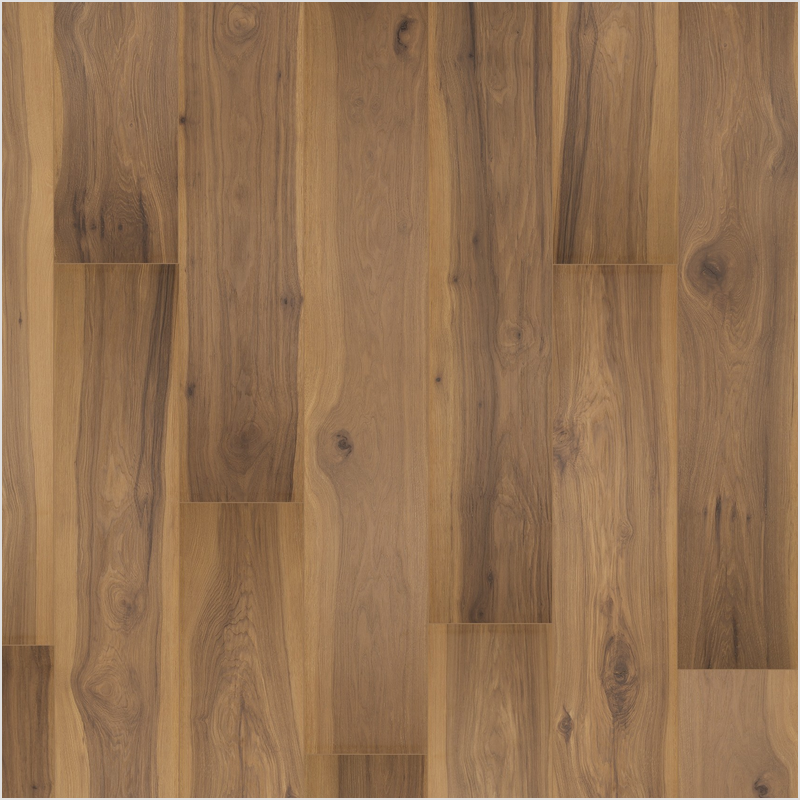 Lumber God AC4 Premium Laminate Wood Flooring, 12 mm with Attached Pad - Cocoa Mocha Hickory finish swatch