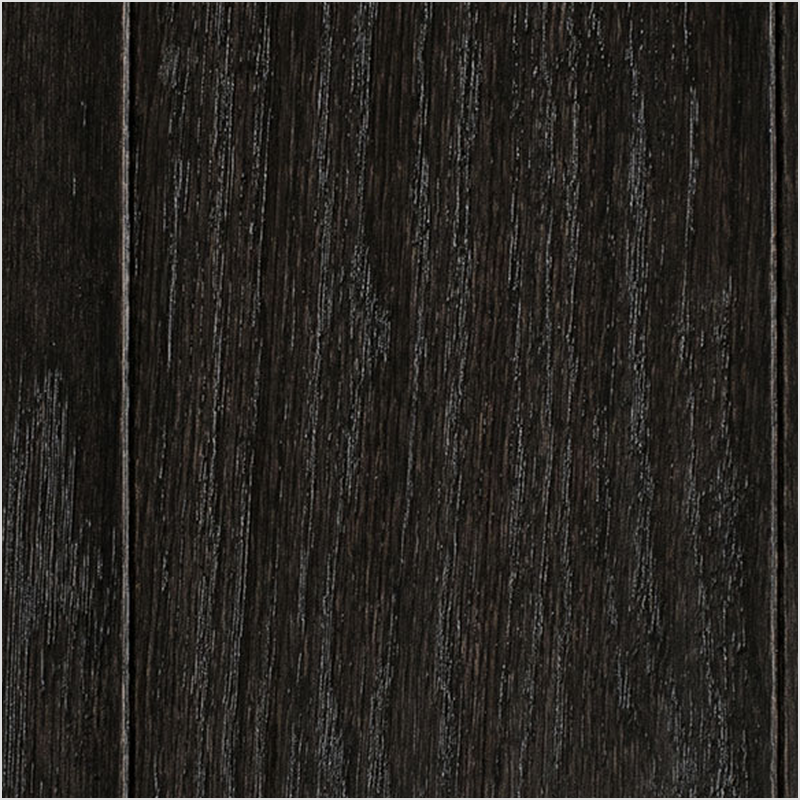 Lumber God Engineered Hardwood Flooring, 5 in Wide Plank, Hickory Red Oak and Walnut - Ebony finish swatch