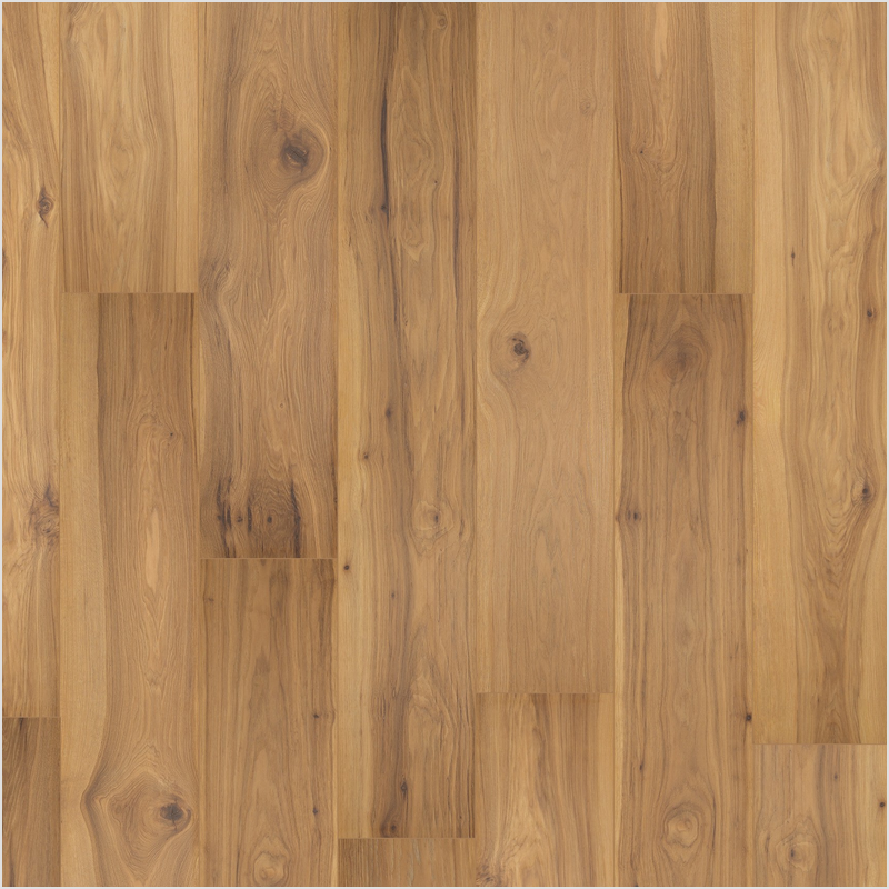 Lumber God AC4 Premium Laminate Wood Flooring, 12 mm with Attached Pad - Nutshell Hickory finish swatch