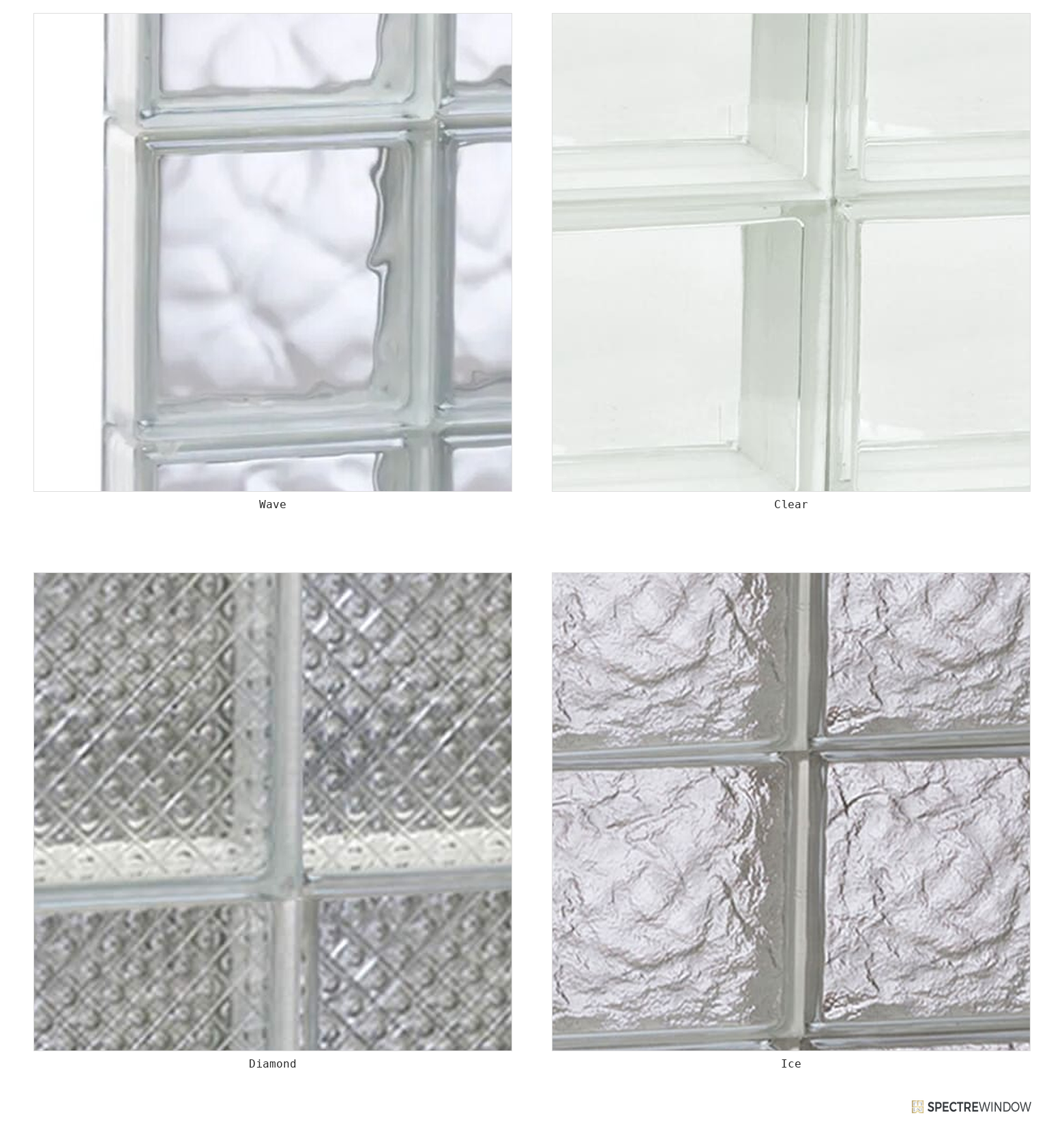 Spectre Window 31 in. x 23.25 in. Frameless Glass Block Replacement Window, Privacy Patterns - finish swatch overview