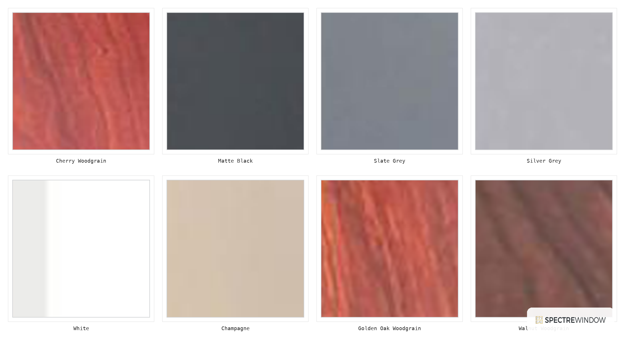 Spectre Window 80 Series Aluminum Casement Window with Built In Insect Screen Panel - finish swatch overview