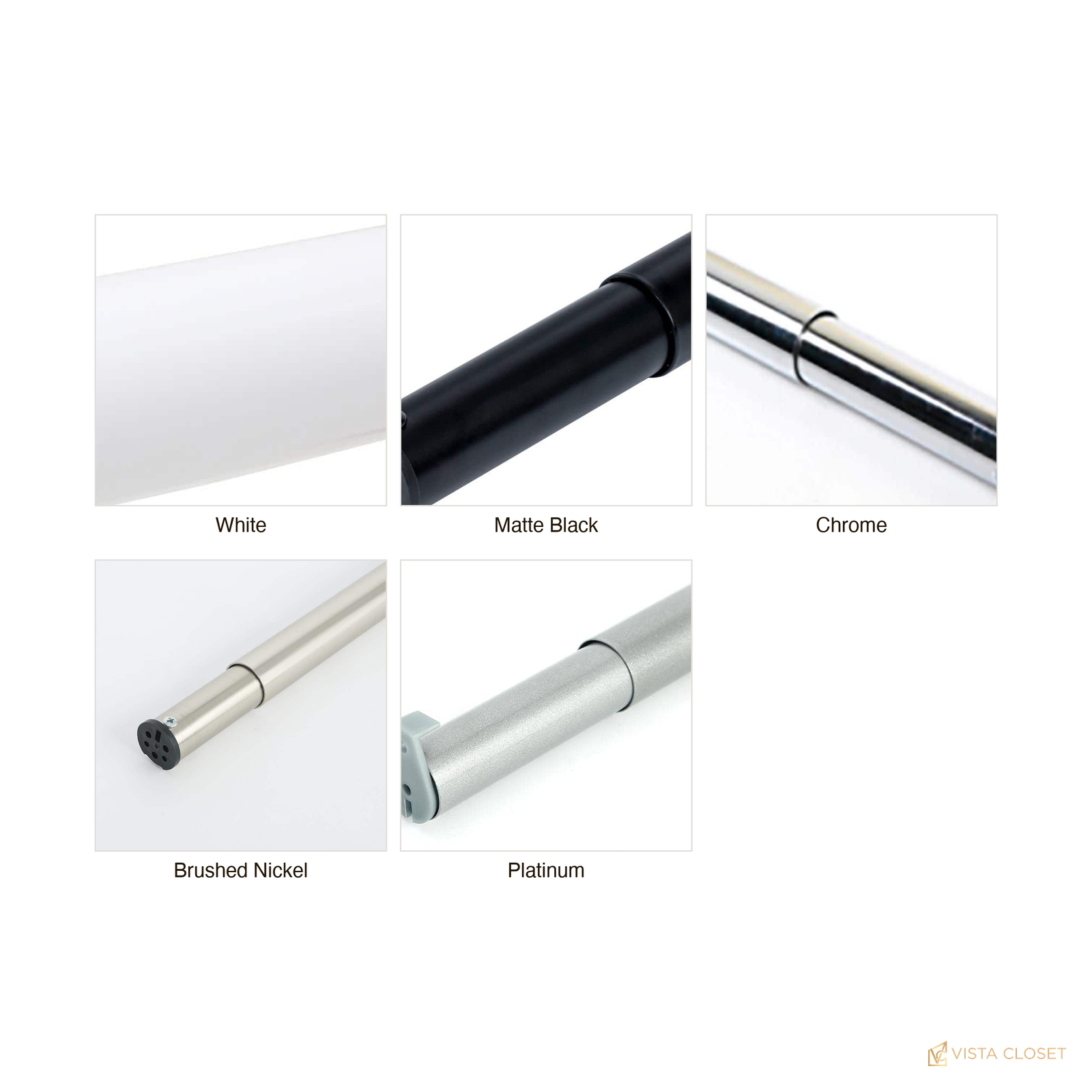 Vista Closet 48 in. to 72 in. Adjustable Steel Closet Rod - finish options