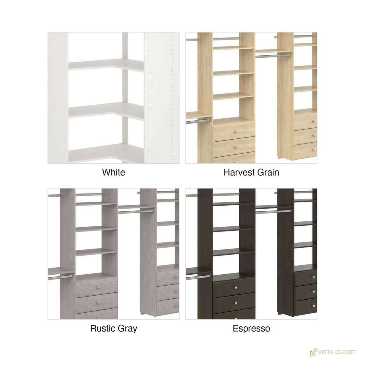 Vista Closet 30.5 in. White Corner Wall-Hung Wood Closet Unit - finish options