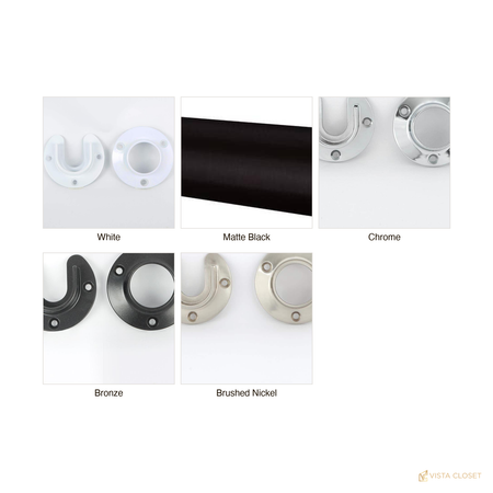 Vista Closet Heavy-Duty Closet Rod Pole Sockets (2-Pack) - finish options