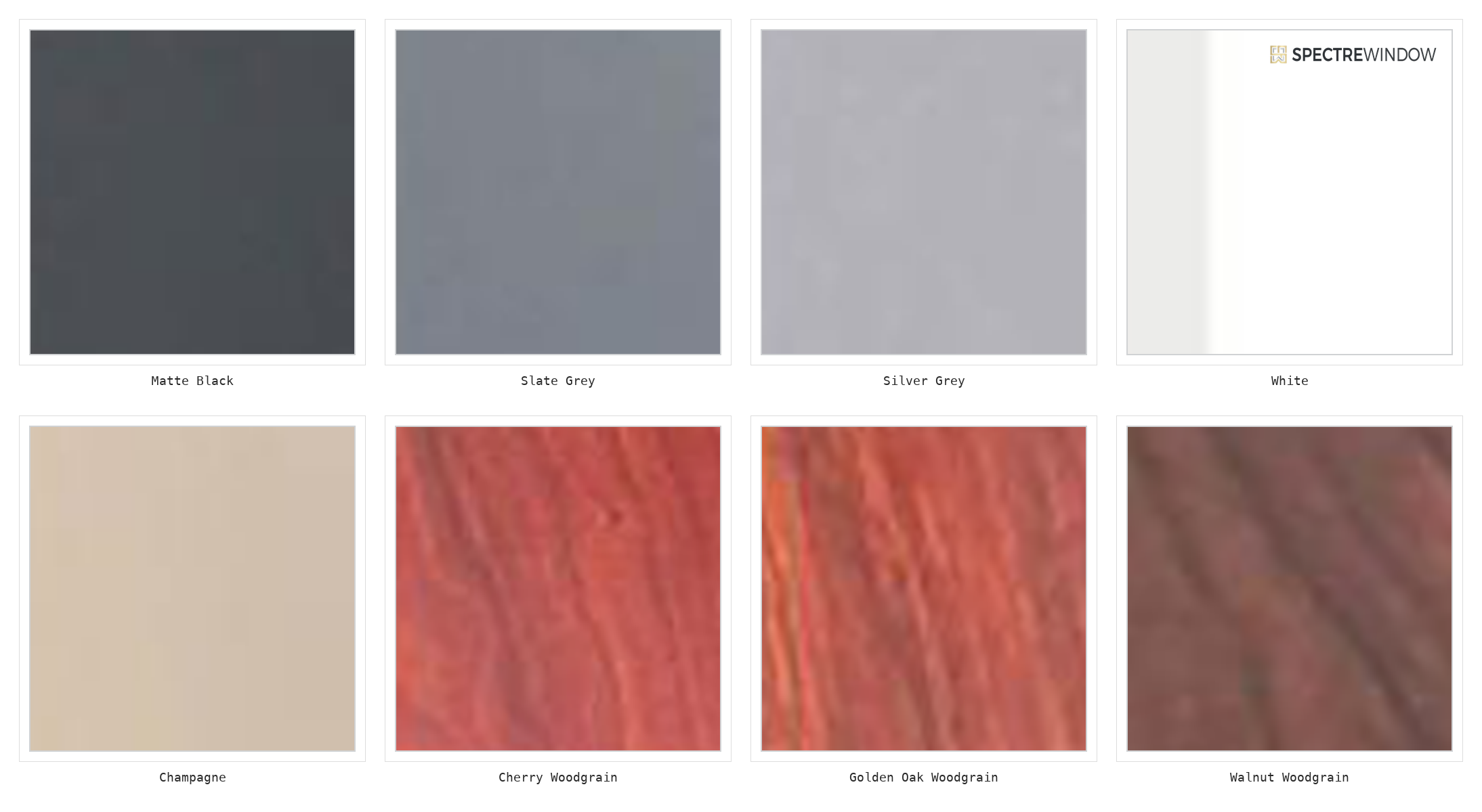 Spectre Window 70 Series Security Glass Louver Window with Guard Bars - finish swatch overview
