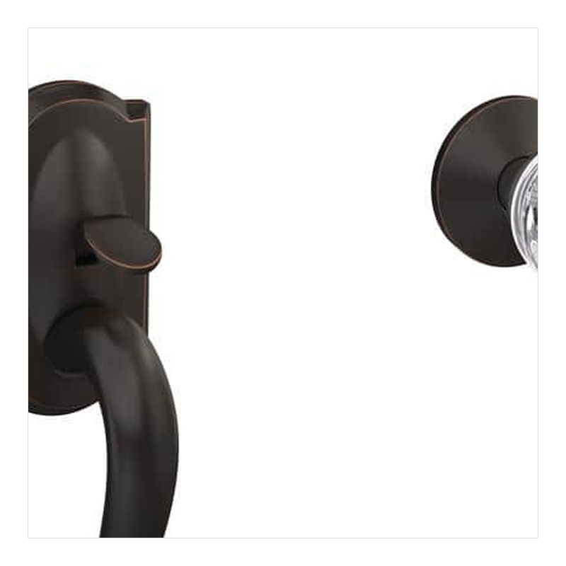 Door Axis Aged Bronze Single Cylinder Entry Handleset with Glass Interior Knob - finish swatch