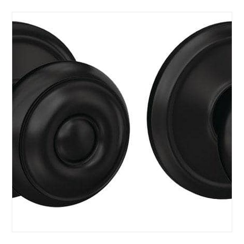 Door Axis Matte Black Dummy Door Knob Pair with Round Trim - finish swatch