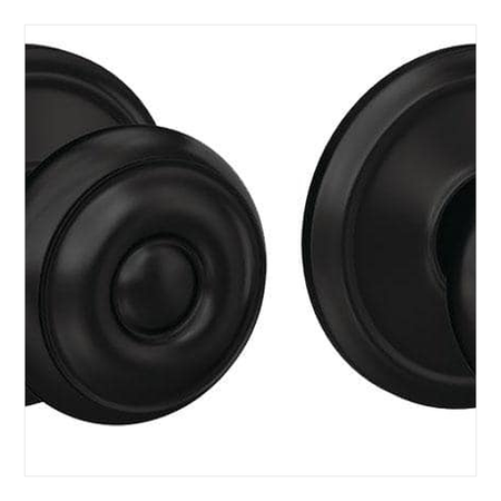 Door Axis Matte Black Dummy Door Knob Pair with Round Trim - finish swatch