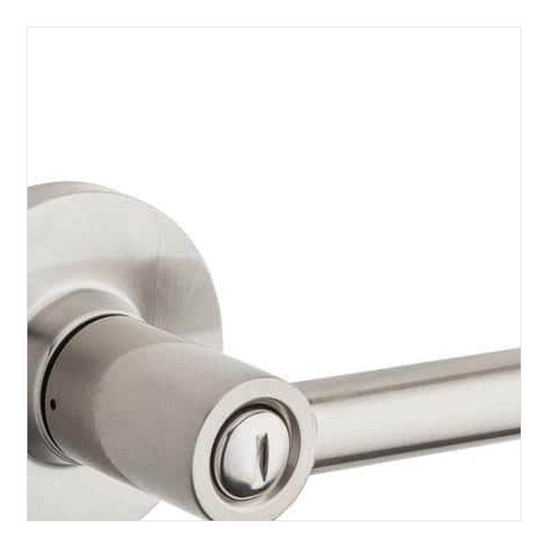 Door Axis Satin Nickel Bed and Bath Privacy Door Lever, Round Rose - finish swatch