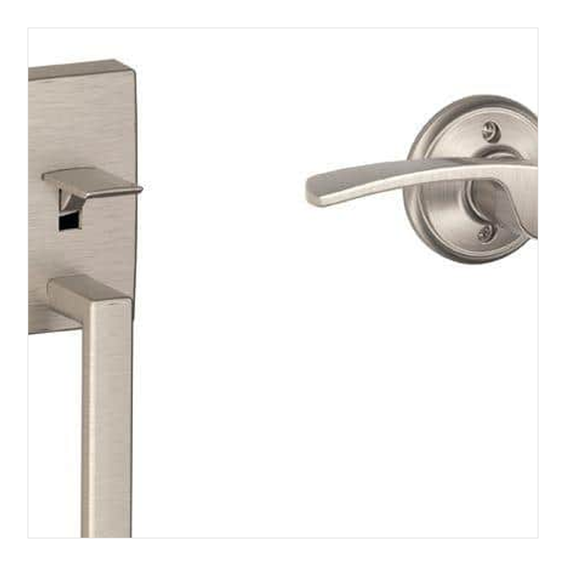 Door Axis Satin Nickel Single Cylinder Entry Handleset, Right-Hand Interior Lever - finish swatch