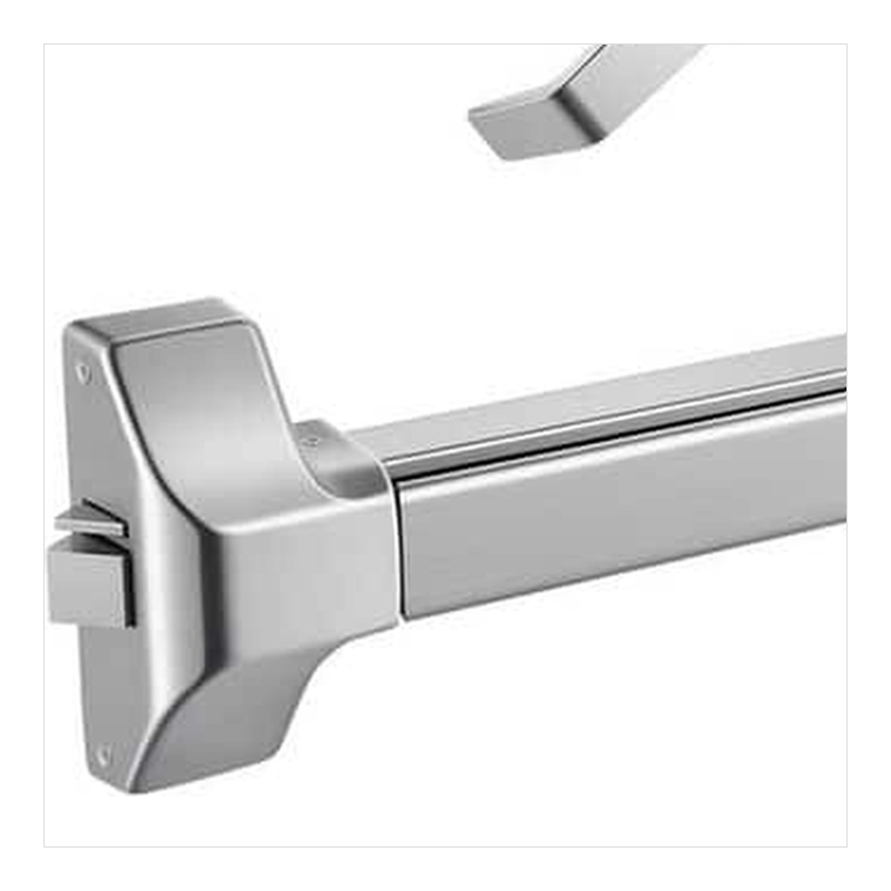 Door Axis 41 in Push Bar Panic Exit Device with Exterior Lever, Stainless Steel - finish swatch
