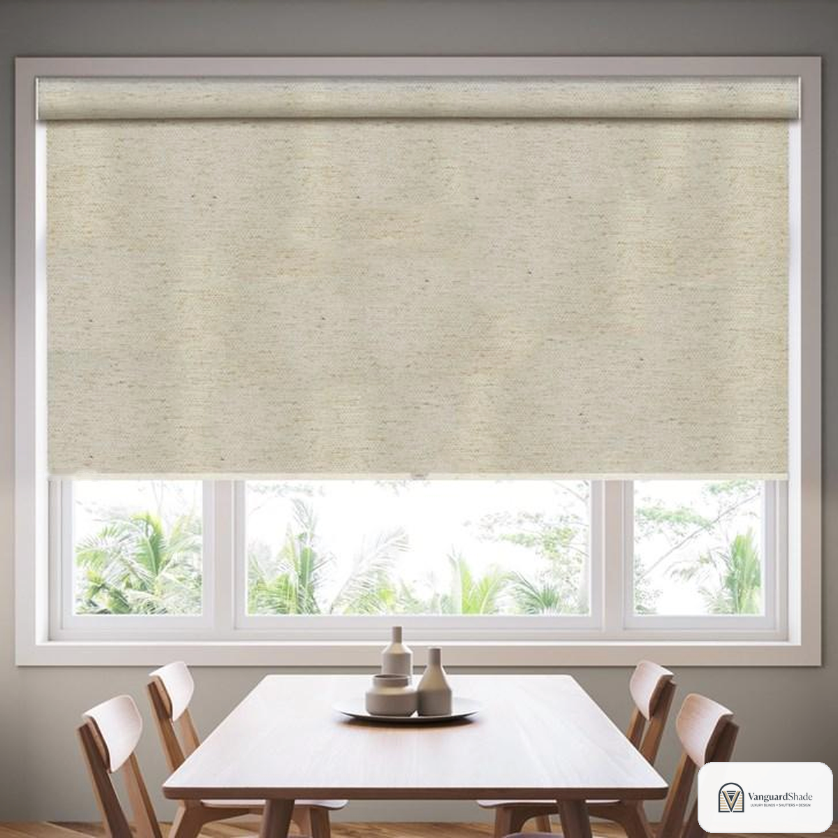 Vanguard Shade Motorized Roller Shade, Rechargeable, Custom Cut - front view