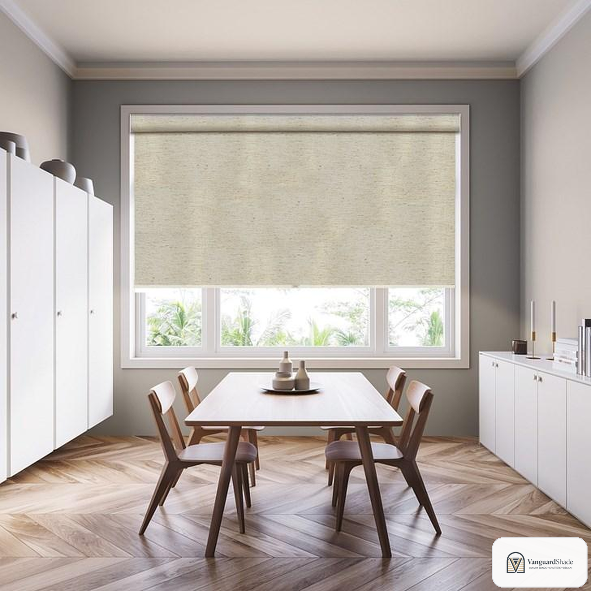 Vanguard Shade Designer Roller Shade with Cassette Valance, Room Darkening, Custom Cut - alternate view