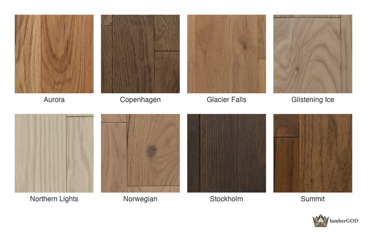 Lumber God Solid Oak Hardwood Flooring, 3/4 in, Prefinished - finish options overview