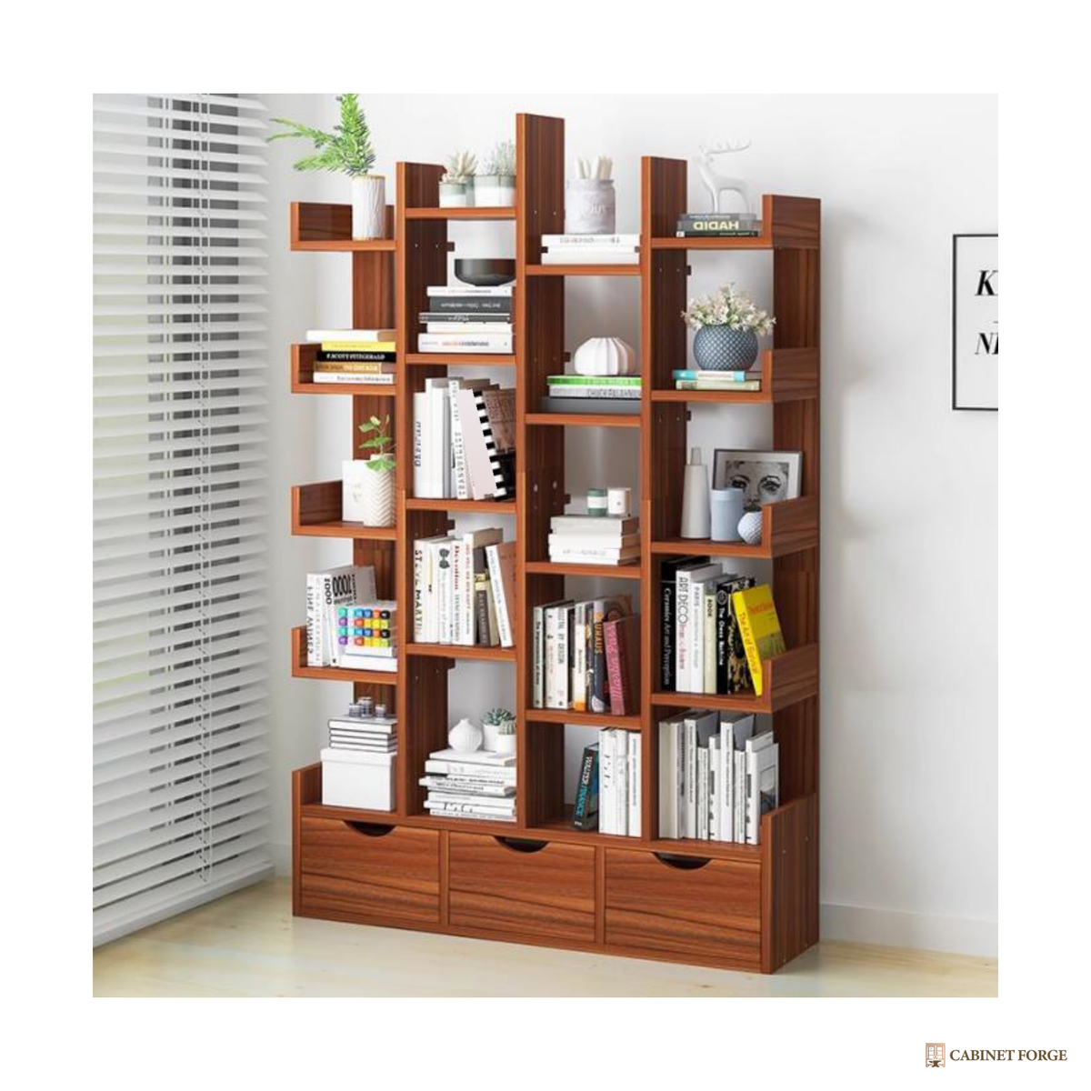 Cabinet Forge Walnut Tree Bookshelf - front view