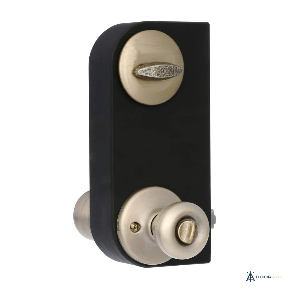 Door Axis Antique Brass Entry Knob and Single Cylinder Deadbolt Combo - angle view