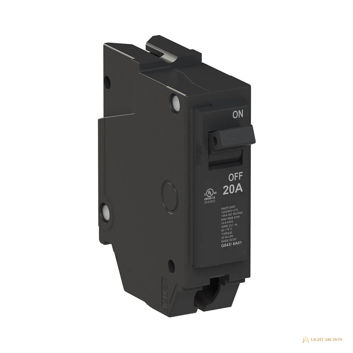 Light Archon Talos 20A Single-Pole Circuit Breaker - angle view