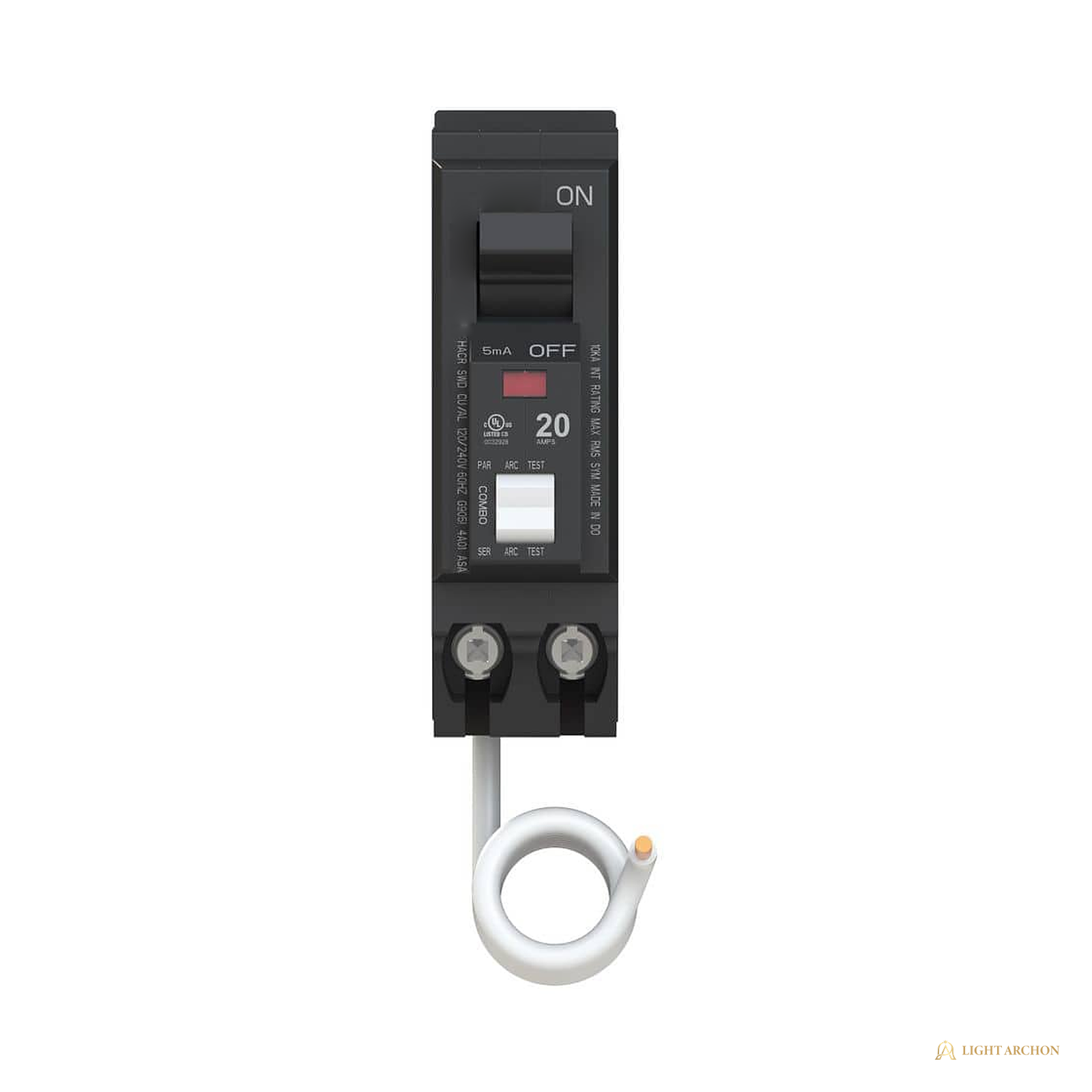 Light Archon Talos 20A Single-Pole Circuit Breaker - angle view