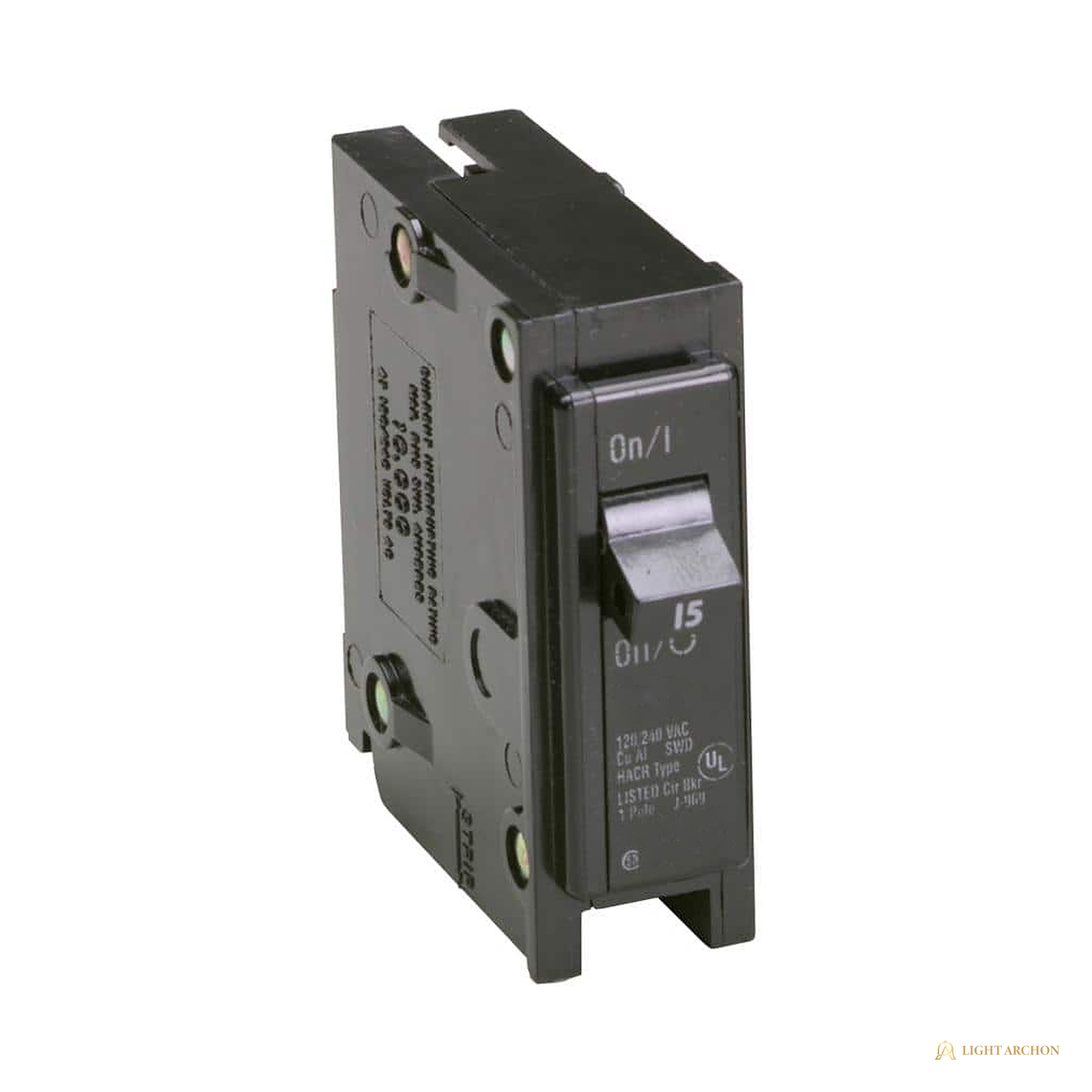 Light Archon Palisade 15A Single-Pole Circuit Breaker - angle view