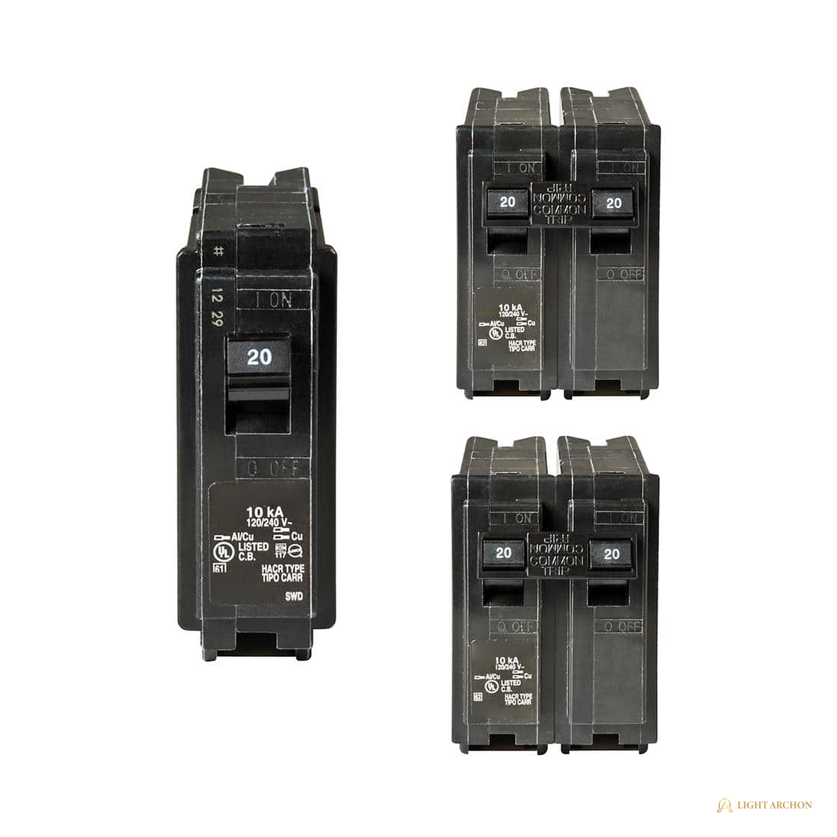 Light Archon Garrison 20A Circuit Breaker Assortment 3-Pack - front view
