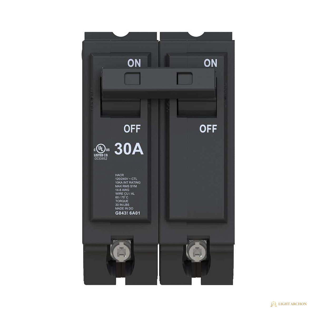 Light Archon Keystone 30A 2-Pole Circuit Breaker - front view